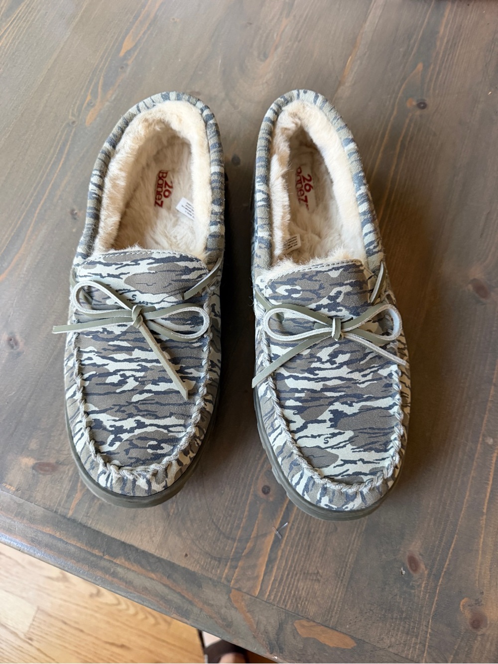 Men's Camouflage Faux-Fur Lined Moccasin Slippers - Grey Camo